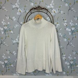 Free Assembly Cream Long Sleeve Turtleneck Knit Sweater Size Large